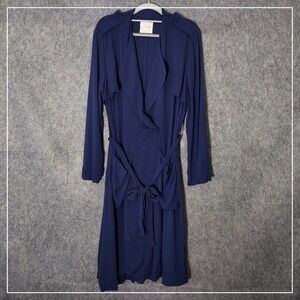 Line‎ & Dot Coat Women S Blue Modern Trench City Chic Belted Commuter Layering
